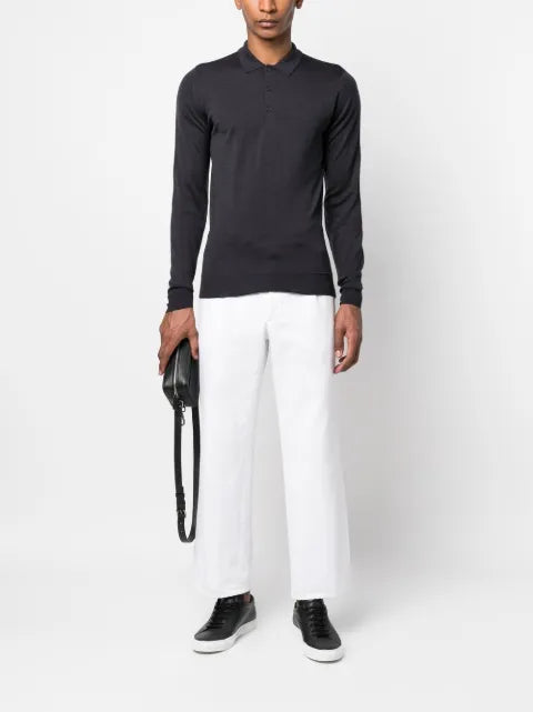 John Smedley button-front long-sleeved polo shirt