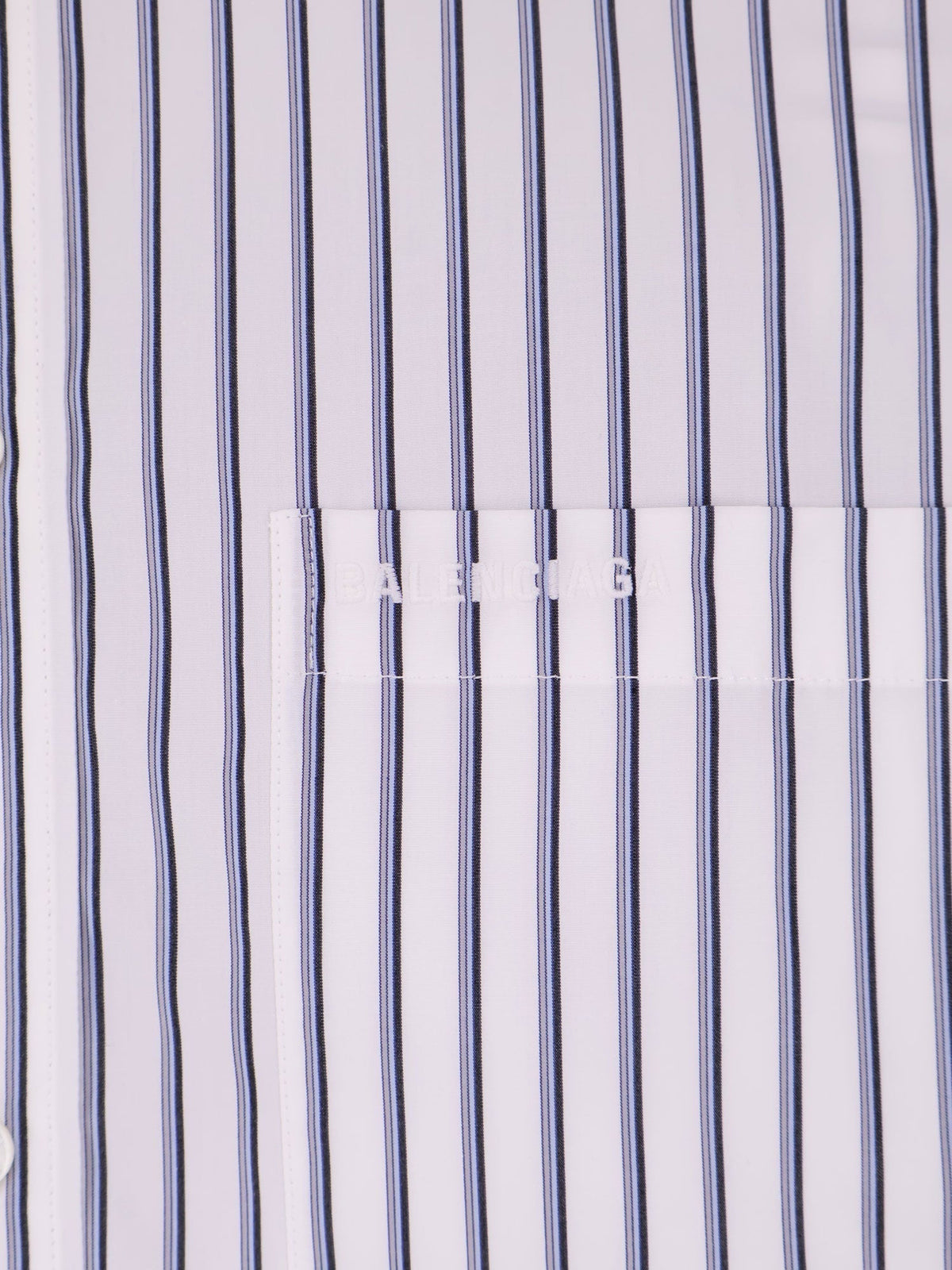 Balenciaga Tucked Sleeve Striped Cotton women Shirt White