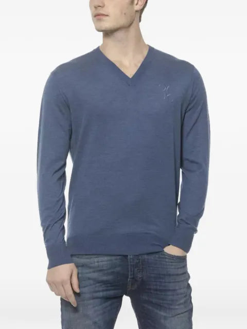 Billionaire embroidered-logo V-neck sweater