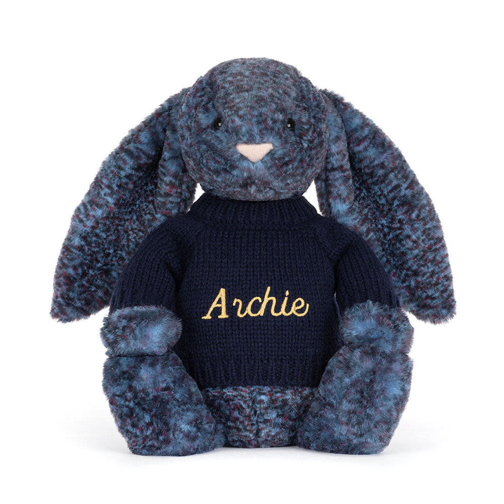 Hopscone Luxe Bunny with Personalized Navy Jumper