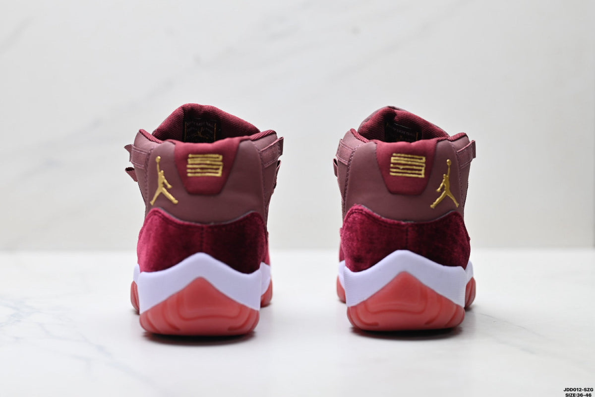 Air Jordan 11 Retro Burgundy and Gold Unisex Sneakers Style 14