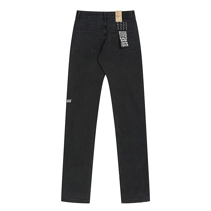Ksubi Black Slim Tapered Graphic Jeans