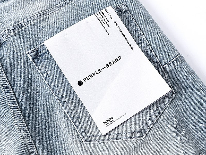 Purple Brand Light Blue Embossed Lower-Leg Jeans