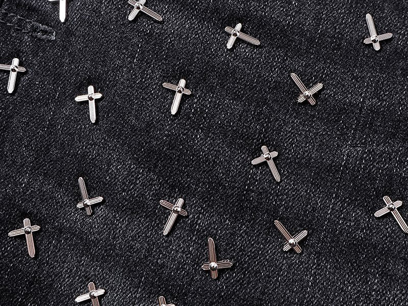 R+A Cross-Stud Washed Black Jeans