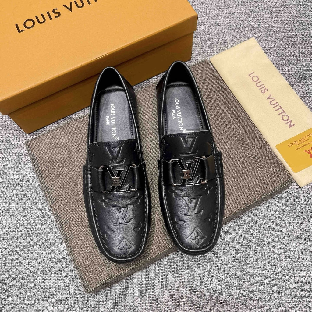 Louis Vuitton Black Metal-Accent Loafers - Black Leather Upper