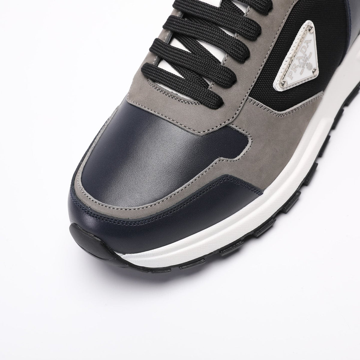 Prada Men's Navy and Gray Paneled Sneakers