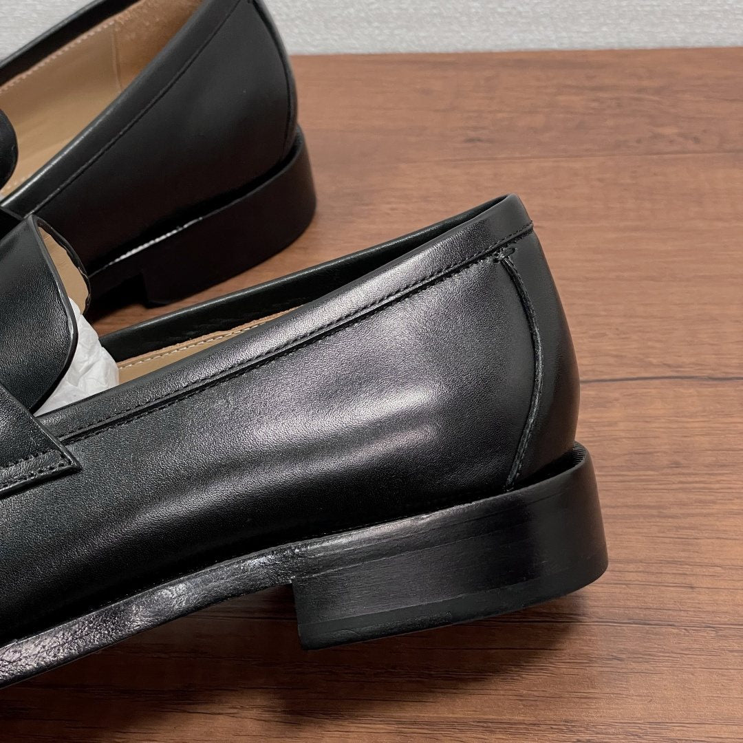 Zegna Men's Black Leather Strap Loafers