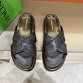 Bottega Veneta Men's Black Woven Slide Sandals