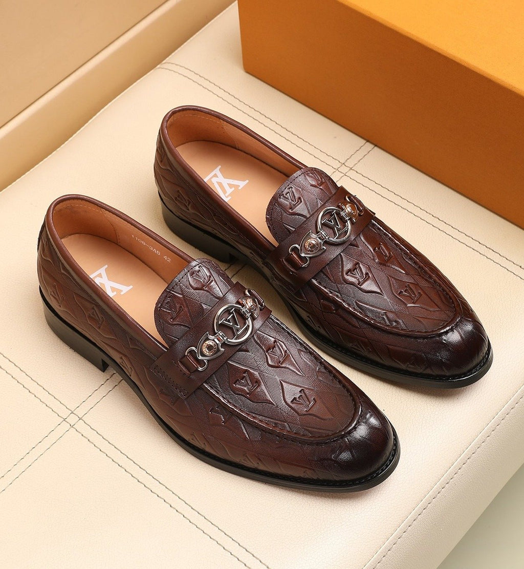 Louis Vuitton Dark Brown Embossed Loafers