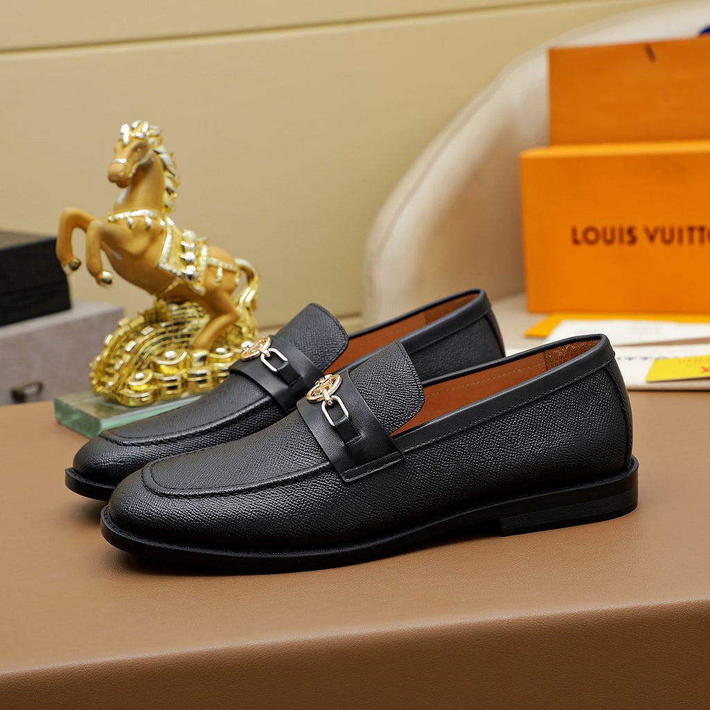 Louis Vuitton Black Metal-Link Loafers