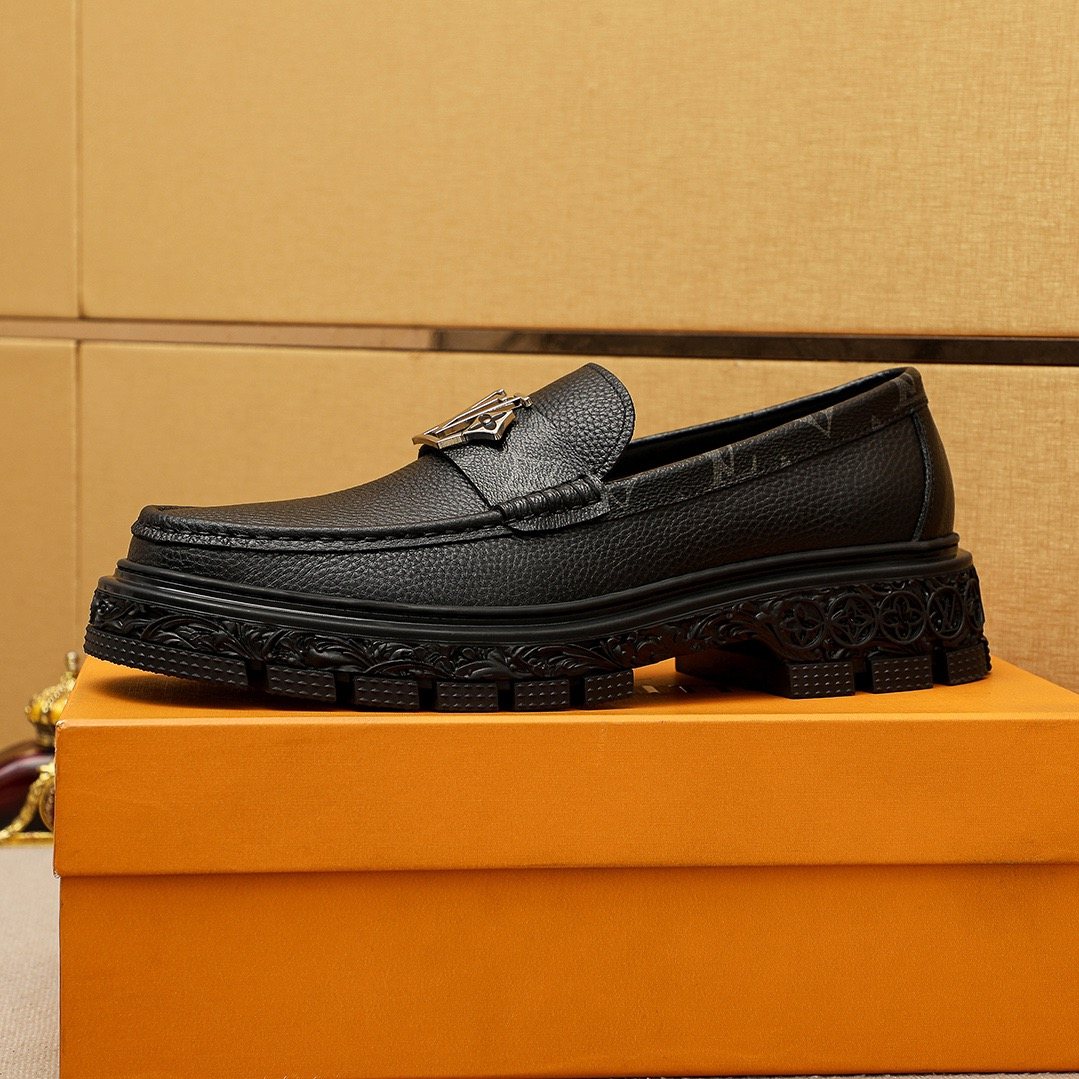 Louis Vuitton Black Hardware Loafers - Lug Sole