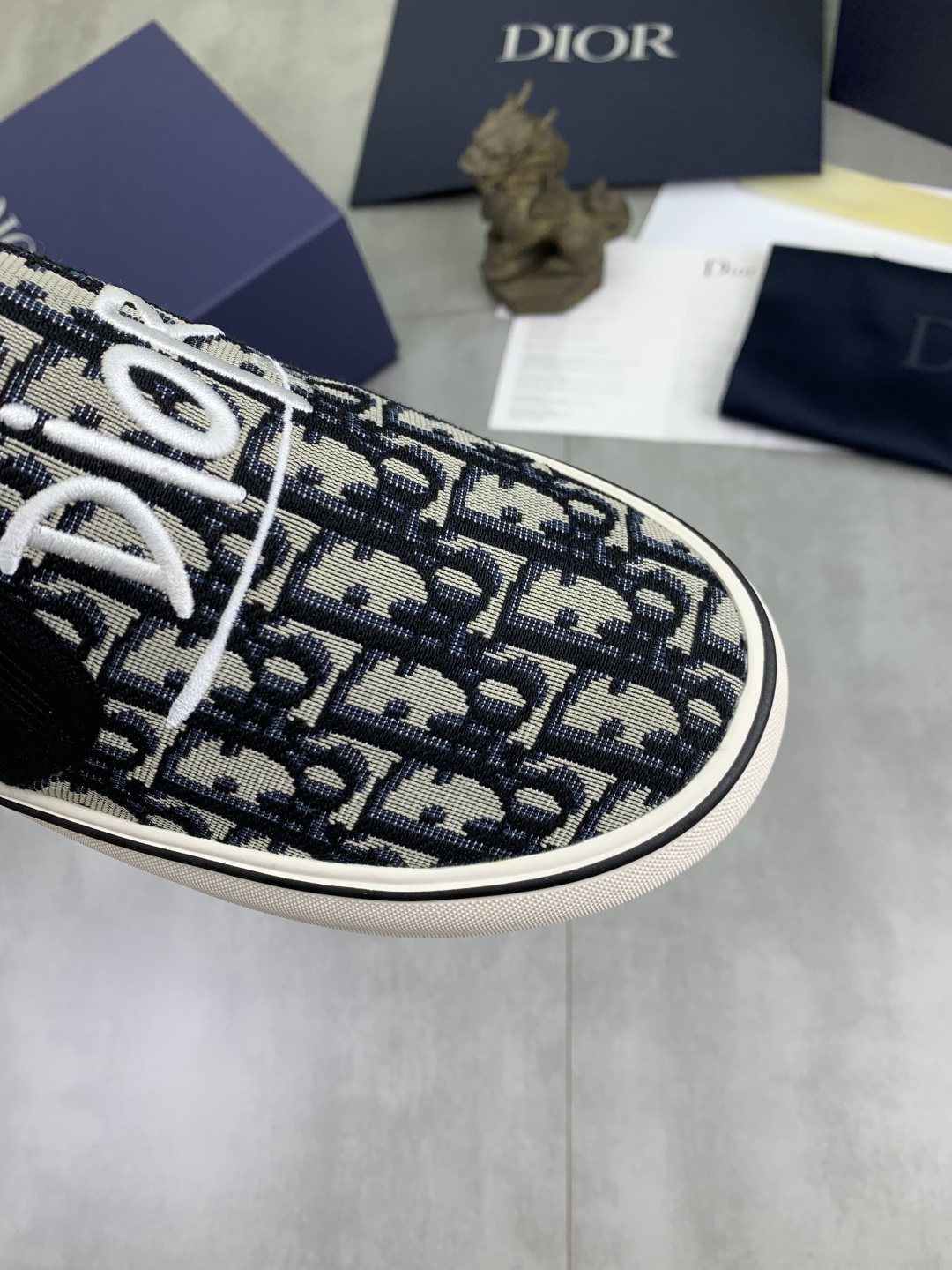 Dior Navy Pattern Slip-On Sneakers