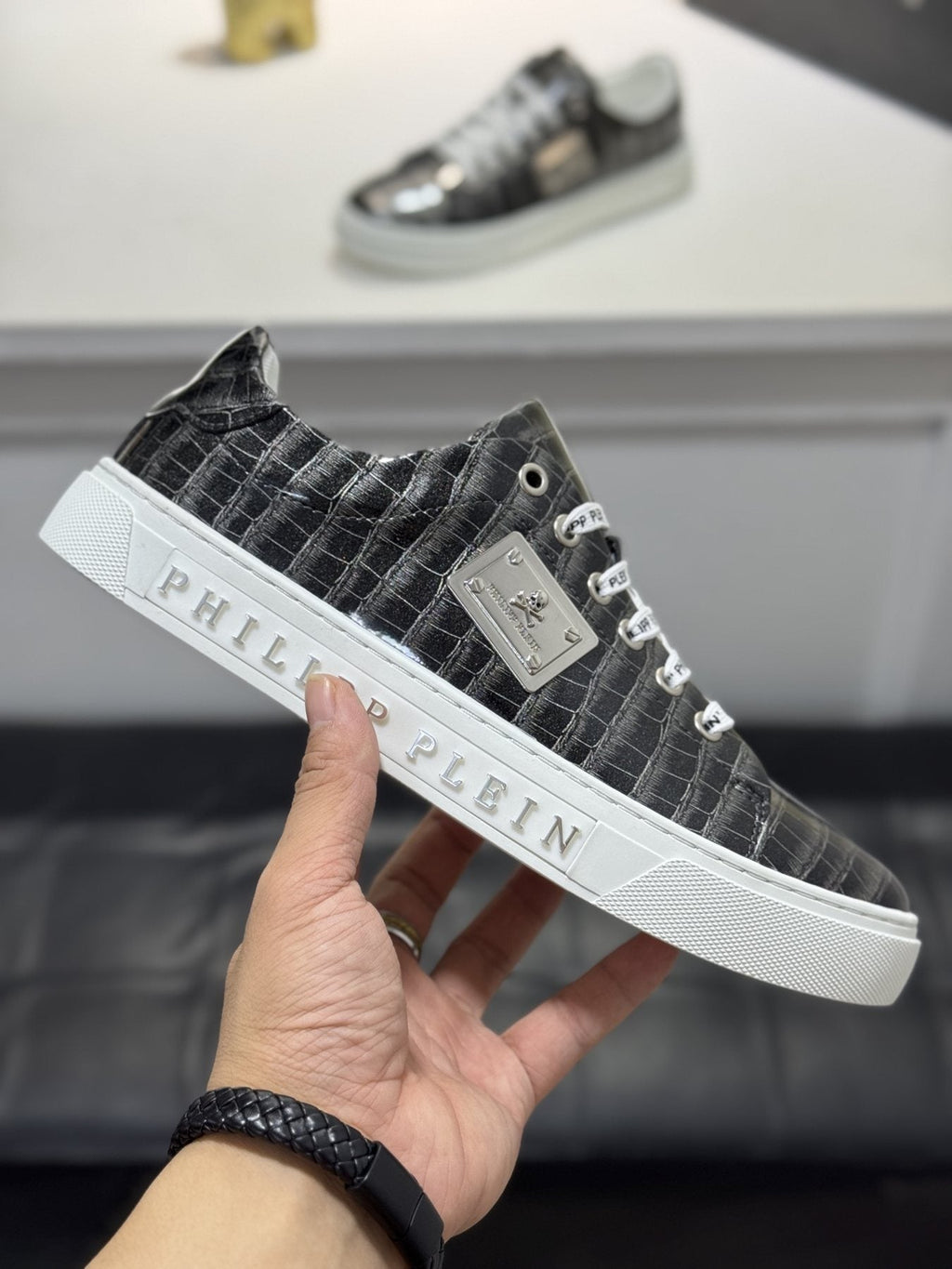 Philipp Plein Men's Textured Low-Top Sneakers - Textured Patterned Upper
