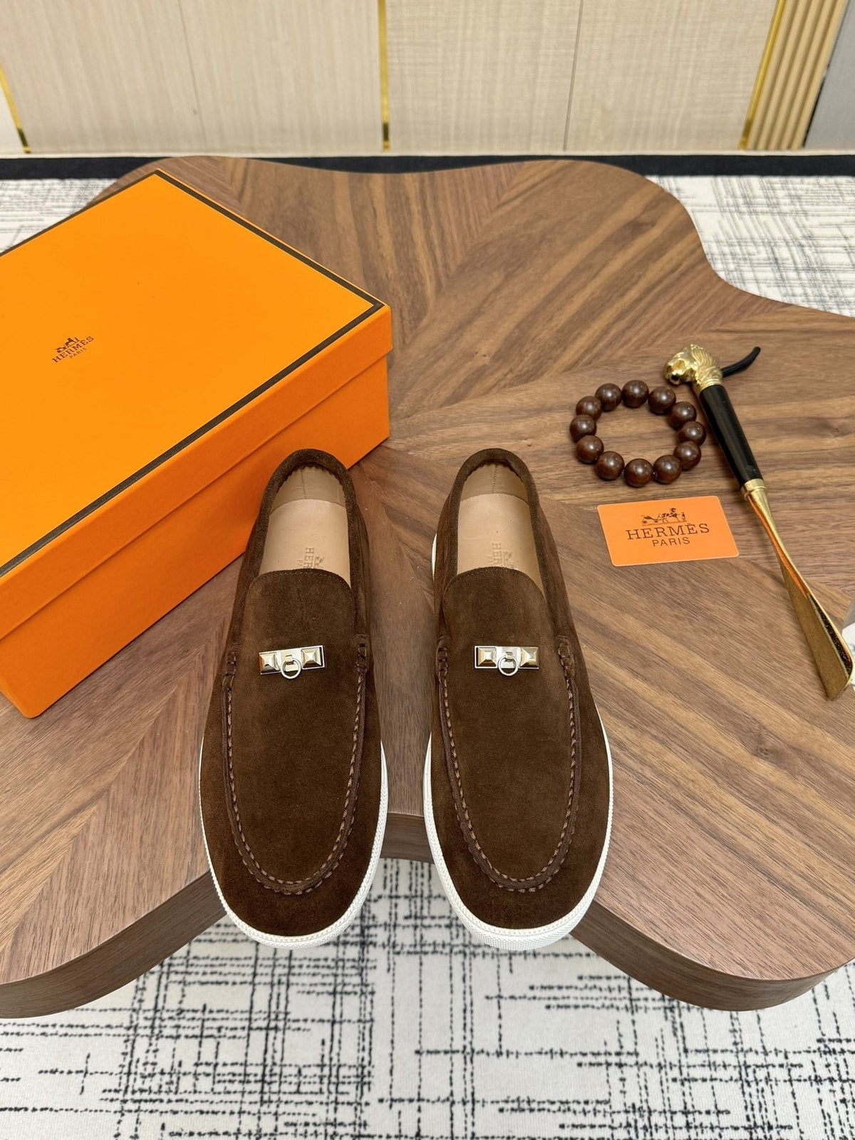 Hermès Navy Slip-On Sneakers