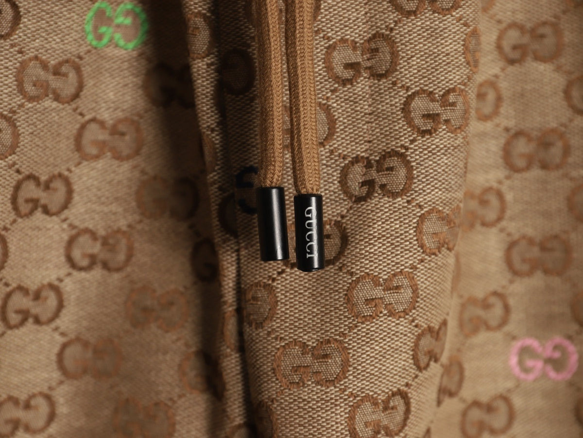 Gucci Allover Double-G-Style Color-Accent Drawstring Shorts - Tan